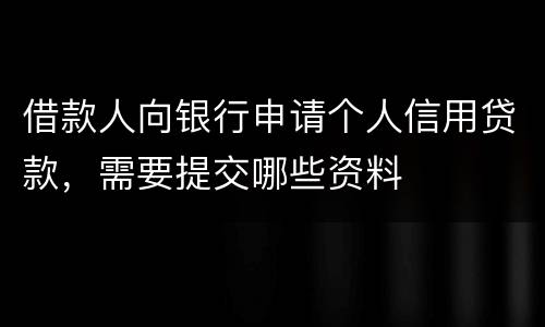 借款人向银行申请个人信用贷款，需要提交哪些资料