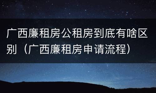 广西廉租房公租房到底有啥区别（广西廉租房申请流程）