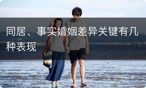 同居、事实婚姻差异关键有几种表现