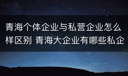 青海个体企业与私营企业怎么样区别 青海大企业有哪些私企