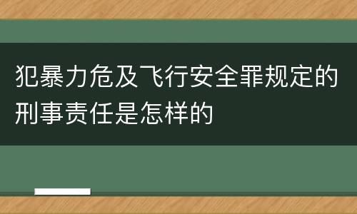 犯暴力危及飞行安全罪规定的刑事责任是怎样的