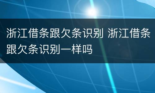 浙江借条跟欠条识别 浙江借条跟欠条识别一样吗