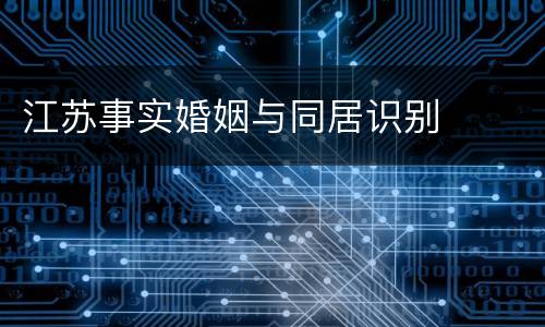 江苏事实婚姻与同居识别