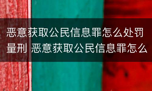 恶意获取公民信息罪怎么处罚量刑 恶意获取公民信息罪怎么处罚量刑标准