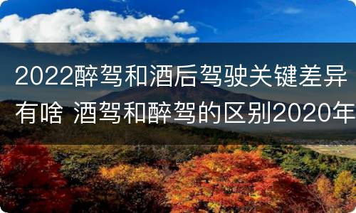 2022醉驾和酒后驾驶关键差异有啥 酒驾和醉驾的区别2020年