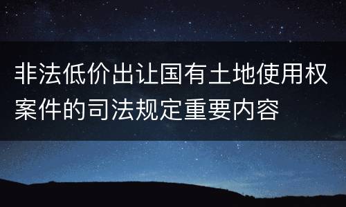 非法低价出让国有土地使用权案件的司法规定重要内容