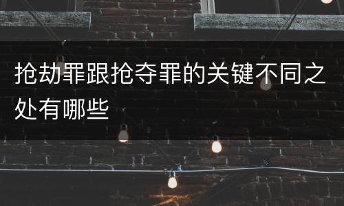 抢劫罪跟抢夺罪的关键不同之处有哪些
