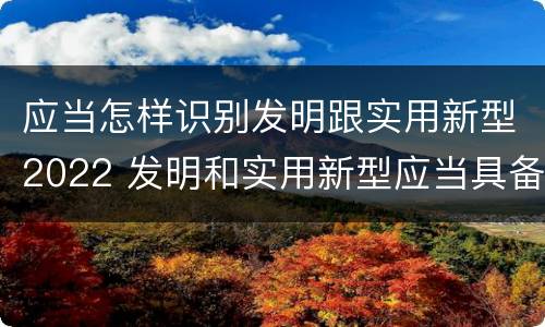 应当怎样识别发明跟实用新型2022 发明和实用新型应当具备