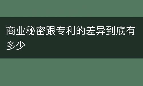 商业秘密跟专利的差异到底有多少