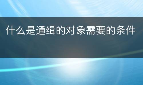 什么是通缉的对象需要的条件
