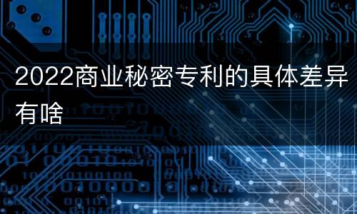 2022商业秘密专利的具体差异有啥