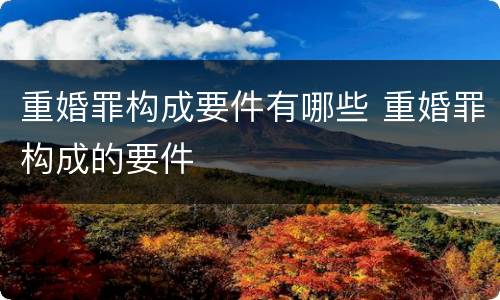 重婚罪构成要件有哪些 重婚罪构成的要件