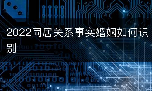 2022同居关系事实婚姻如何识别