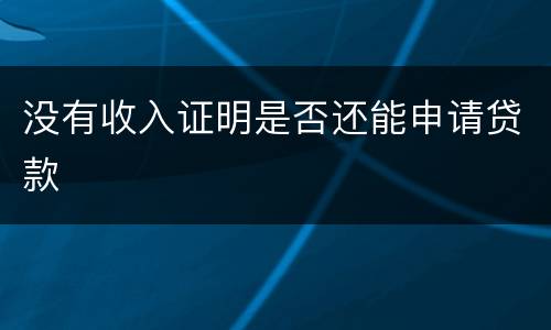 没有收入证明是否还能申请贷款
