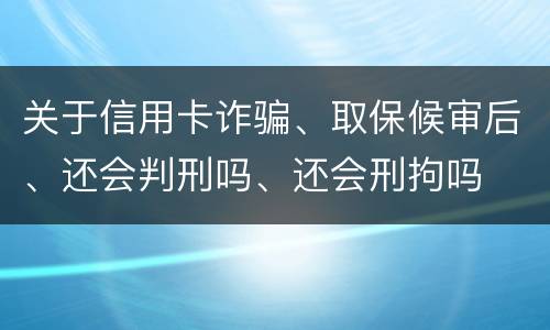关于信用卡诈骗、取保候审后、还会判刑吗、还会刑拘吗