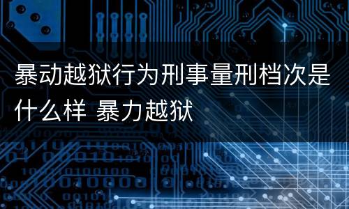暴动越狱行为刑事量刑档次是什么样 暴力越狱