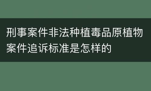刑事案件非法种植毒品原植物案件追诉标准是怎样的