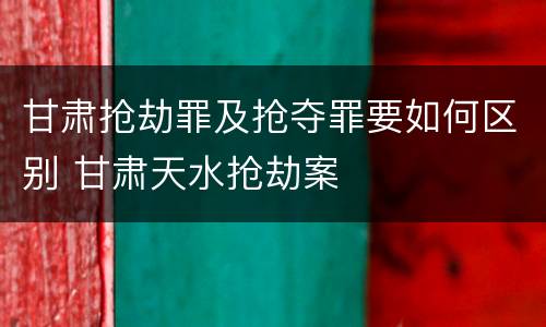 甘肃抢劫罪及抢夺罪要如何区别 甘肃天水抢劫案