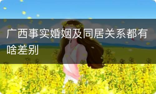 广西事实婚姻及同居关系都有啥差别
