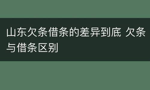 山东欠条借条的差异到底 欠条与借条区别
