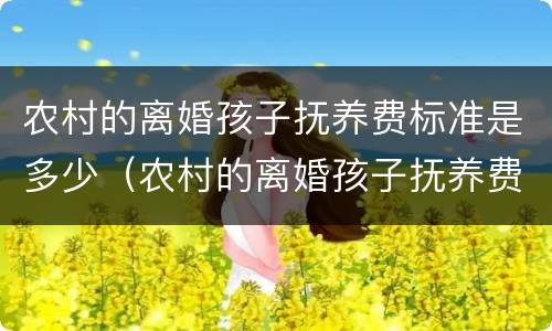 农村的离婚孩子抚养费标准是多少（农村的离婚孩子抚养费标准是多少钱）