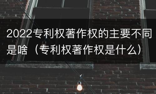 2022专利权著作权的主要不同是啥（专利权著作权是什么）