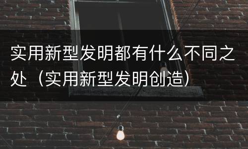 实用新型发明都有什么不同之处（实用新型发明创造）