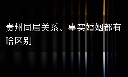 贵州同居关系、事实婚姻都有啥区别