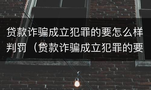 贷款诈骗成立犯罪的要怎么样判罚（贷款诈骗成立犯罪的要怎么样判罚呢）