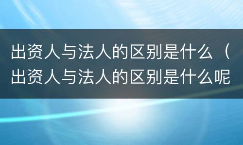 出资人与法人的区别是什么（出资人与法人的区别是什么呢）