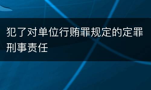 犯了对单位行贿罪规定的定罪刑事责任