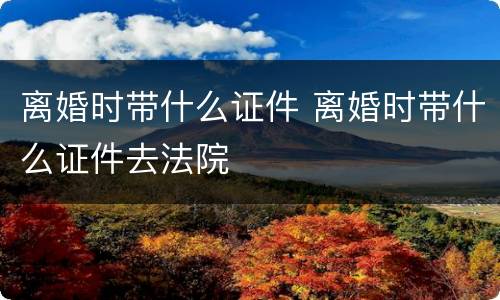 离婚时带什么证件 离婚时带什么证件去法院