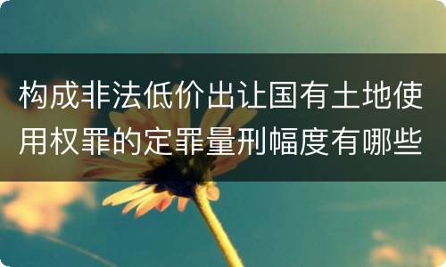 构成非法低价出让国有土地使用权罪的定罪量刑幅度有哪些