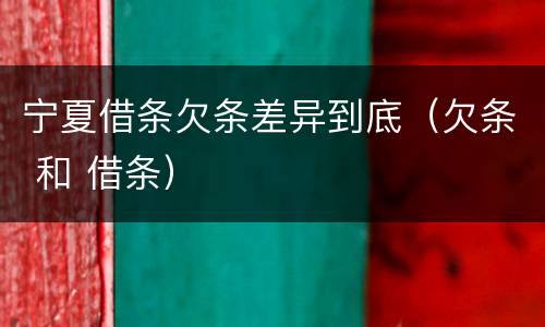 宁夏借条欠条差异到底（欠条 和 借条）
