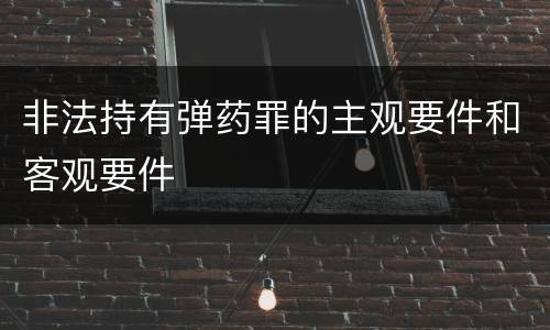 非法持有弹药罪的主观要件和客观要件