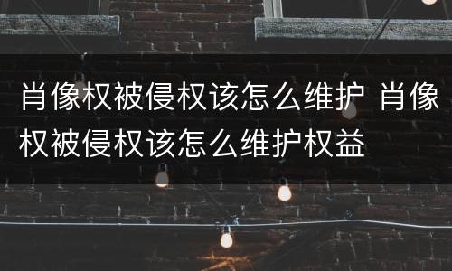 肖像权被侵权该怎么维护 肖像权被侵权该怎么维护权益