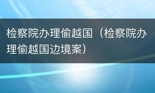 检察院办理偷越国（检察院办理偷越国边境案）