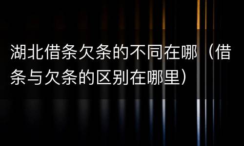 湖北借条欠条的不同在哪（借条与欠条的区别在哪里）