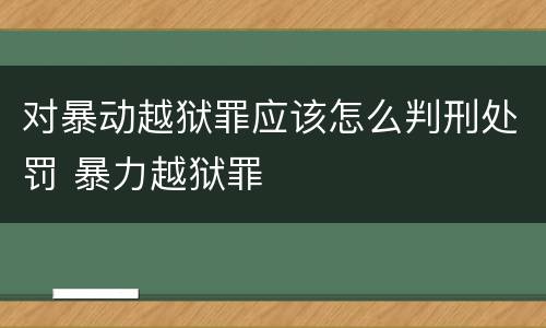 对暴动越狱罪应该怎么判刑处罚 暴力越狱罪