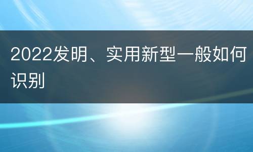 2022发明、实用新型一般如何识别