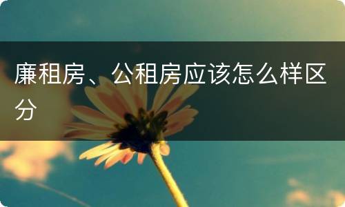 廉租房、公租房应该怎么样区分