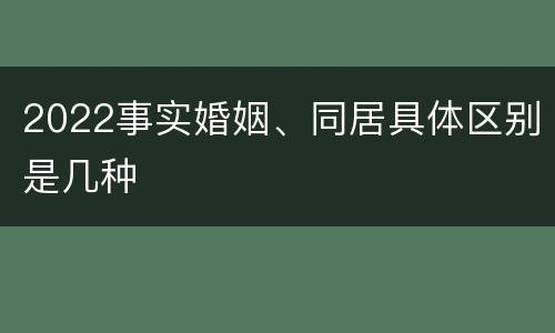 2022事实婚姻、同居具体区别是几种