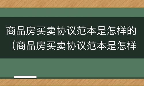 商品房买卖协议范本是怎样的（商品房买卖协议范本是怎样的呢）
