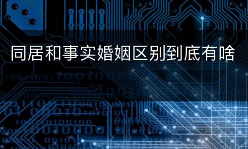 同居和事实婚姻区别到底有啥