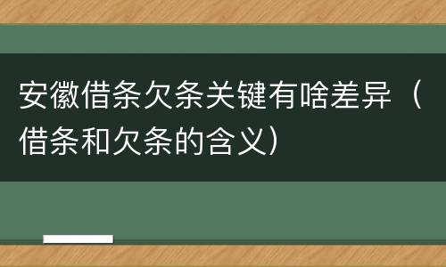 安徽借条欠条关键有啥差异（借条和欠条的含义）