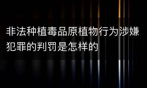 非法种植毒品原植物行为涉嫌犯罪的判罚是怎样的