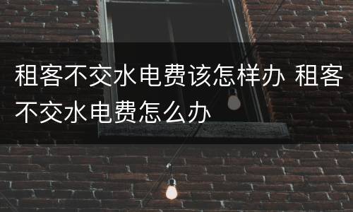 租客不交水电费该怎样办 租客不交水电费怎么办