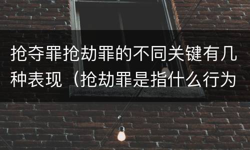 抢夺罪抢劫罪的不同关键有几种表现（抢劫罪是指什么行为）