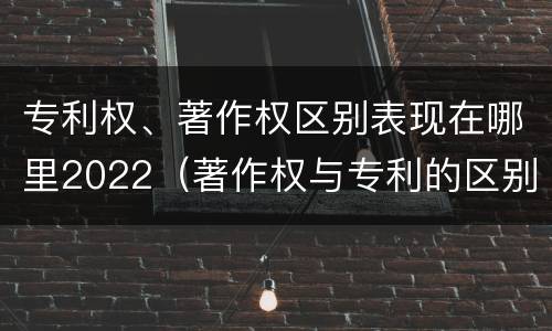 专利权、著作权区别表现在哪里2022（著作权与专利的区别）