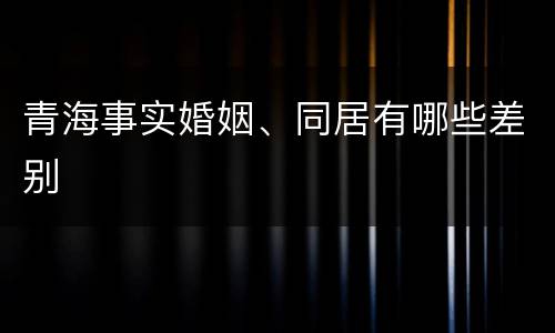 青海事实婚姻、同居有哪些差别